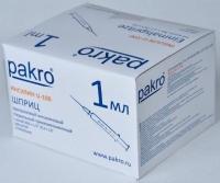 1 мл трехкомпонентный шприц Pakro инсулиновый U100 , с иглой 0,3х13, 100 шт купить в Новосибирске